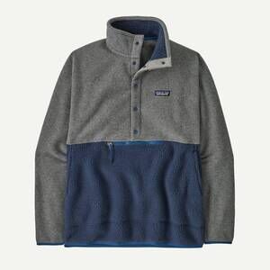 NEW PATAGONIA men's retro pile half snap fleece pullover in blue